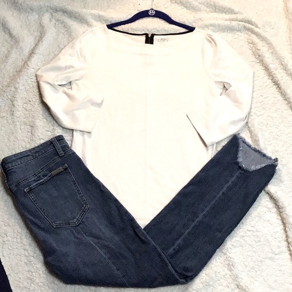 LOFT 👠Cotton 3/4 sleeve top cute zipper in back - Picture 5 of 12